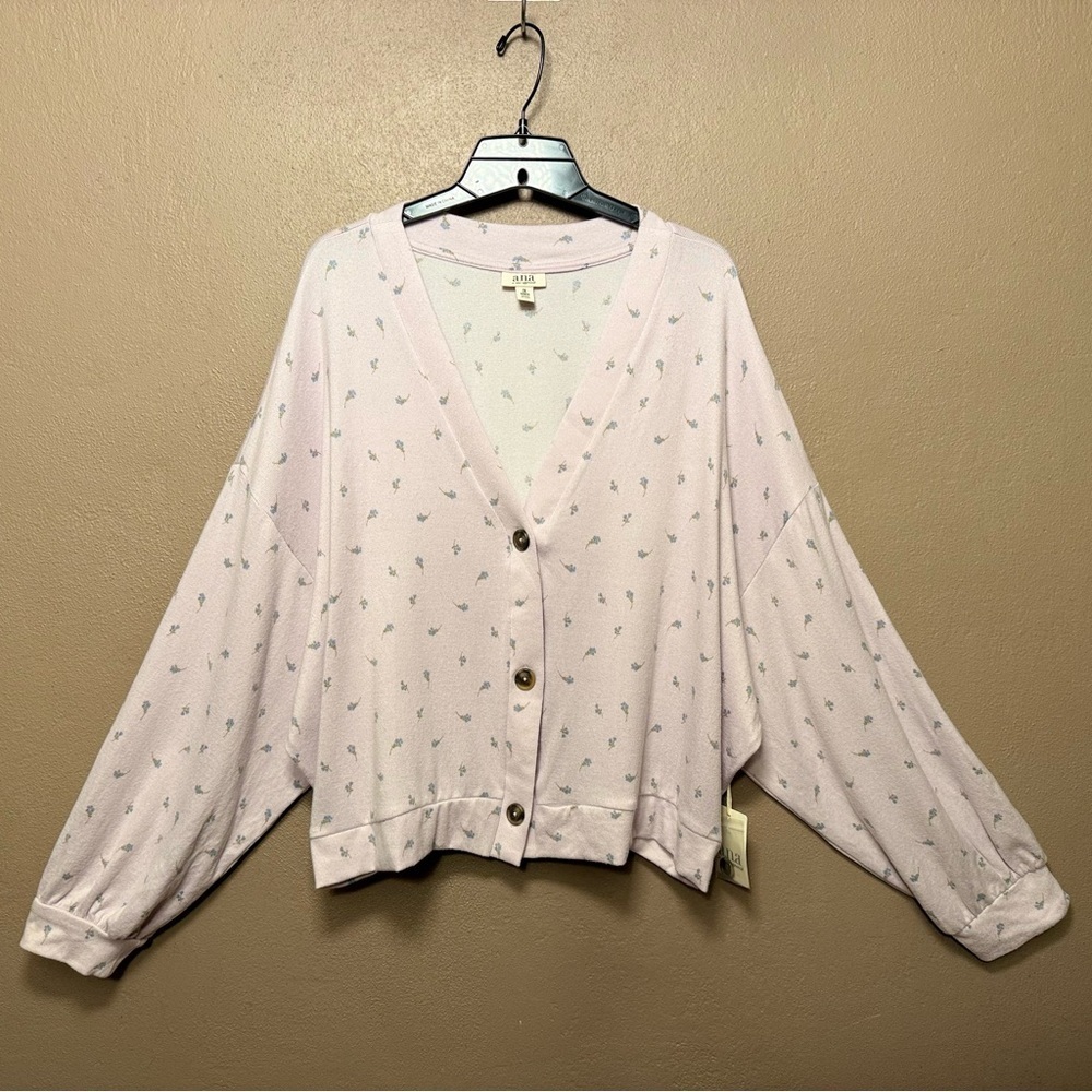 a.n.a. Women's Plus Lilac Long Sleeve Button Up Cardigan Size 1X Whimsy Florals - Picture 5 of 16